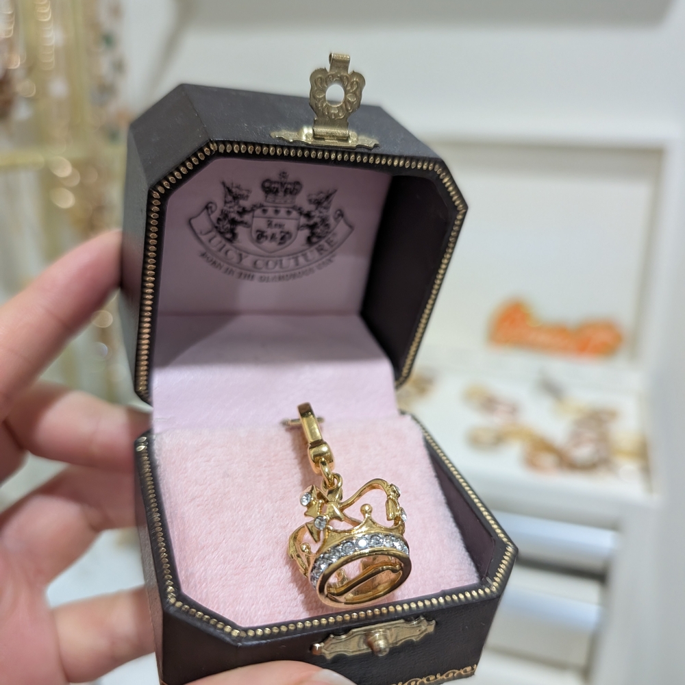 Gold Crown Pendant with Crystals